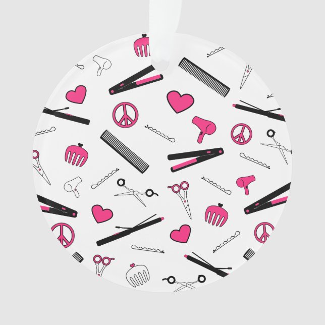 Frieden, Liebe u. Haar-Zusätze (Rosa) Ornament (Vorderseite)