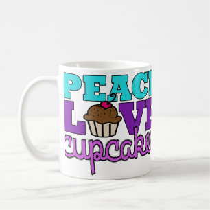 Frieden, Liebe u. kleine Kuchen! Tasse lila