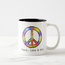 Frieden, Liebe u. Kunst-Tasse Zweifarbige Tasse