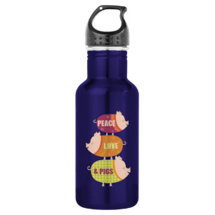 Frieden, Liebe u. Schweine (Stapel) Edelstahlflasche