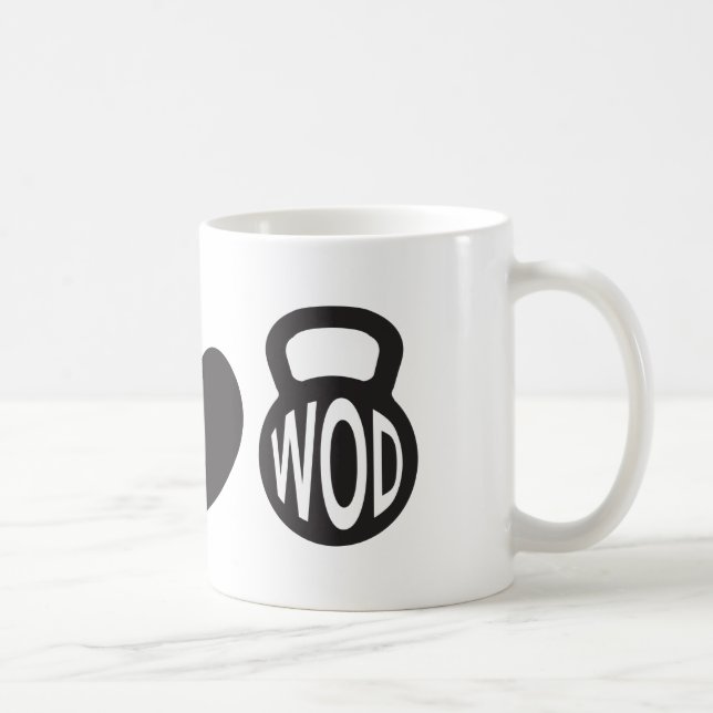 Frieden, Liebe u. WOD" Tasse (Rechts)