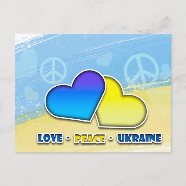 Frieden. Liebe. Ukraine Postkarte (Vorderseite)