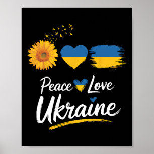 Frieden Liebe Ukraine Sonnenblume Flagge Steh Mit Poster