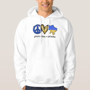 Frieden, Liebe, ukrainische Flagge Ich stehe mit d Hoodie