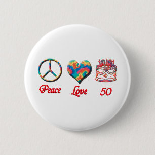 Frieden Liebe und 50 Button