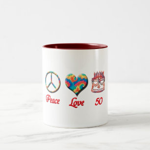 Frieden Liebe und 50 Zweifarbige Tasse