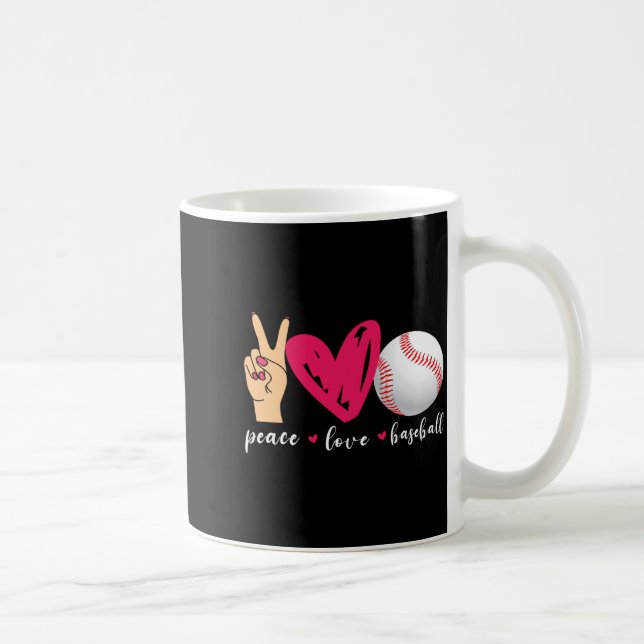 Frieden Liebe Und Baseball Lustiges Baseball-Team  Kaffeetasse (Rechts)