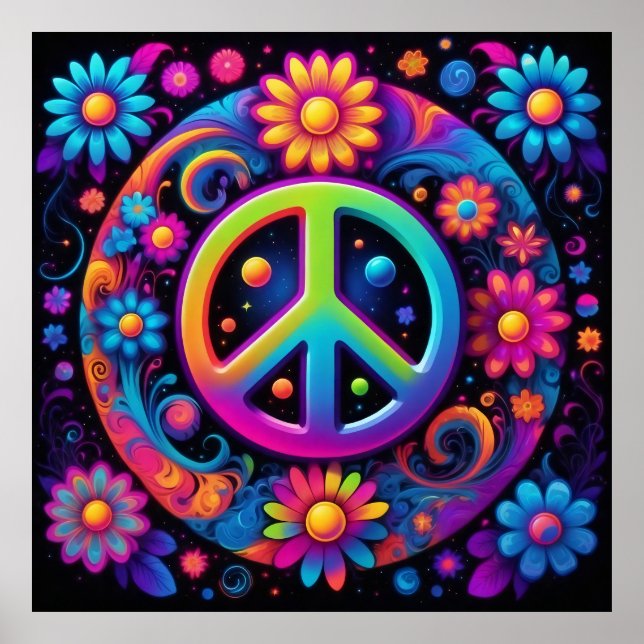 Frieden, Liebe und Blume Poster (Vorne)