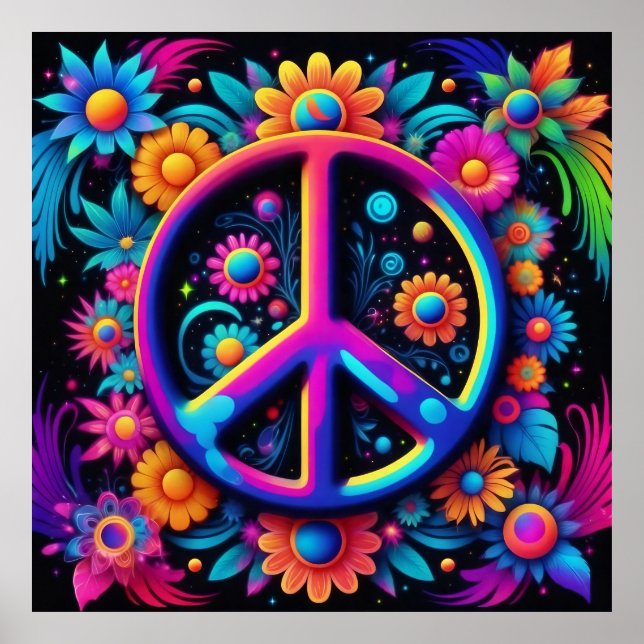 Frieden, Liebe und Blume Poster (Vorne)