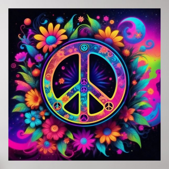 Frieden, Liebe und Blume Poster (Vorne)