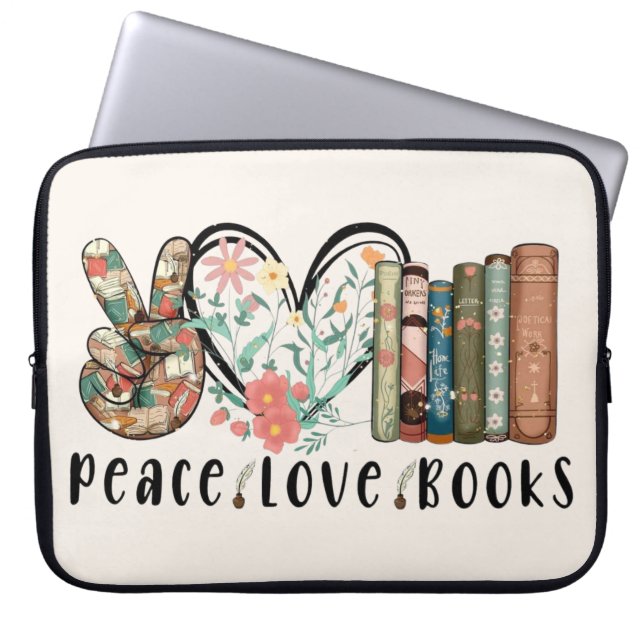 Frieden, Liebe und Bücher Laptopschutzhülle (Vorderseite)