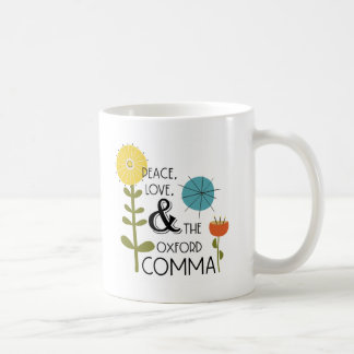 Frieden, Liebe und die Oxford Comma Retro Floral T Kaffeetasse