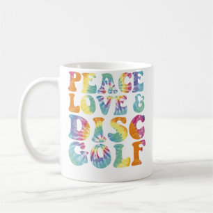 Frieden Liebe Und Disc Golf Gedruckter Tie Dye Kaffeetasse