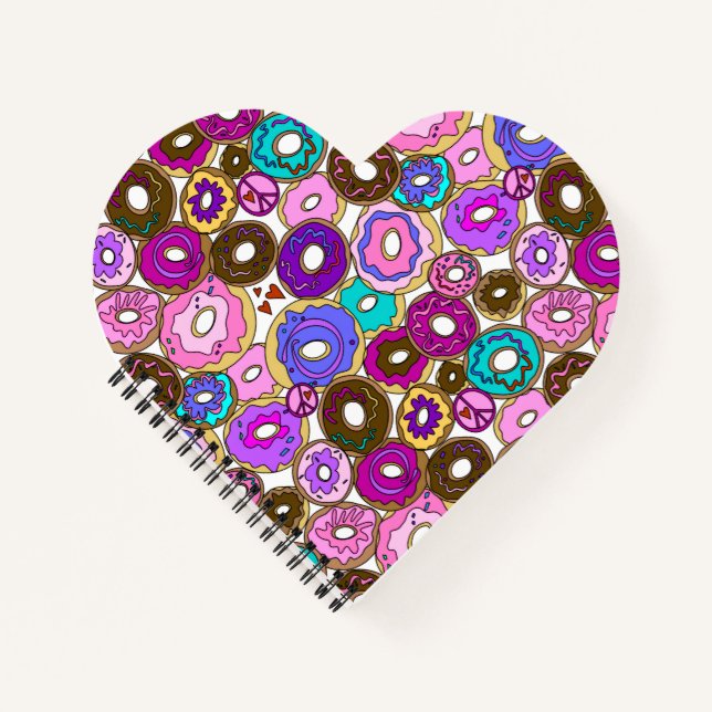 Frieden Liebe und Donuts Notizbuch (Vorderseite)