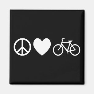 Frieden Liebe und Fahrräder Magnet