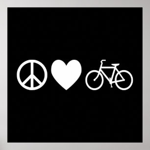 Frieden Liebe und Fahrräder Poster