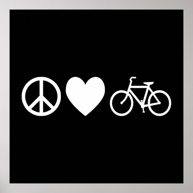 Frieden Liebe und Fahrräder Poster (Vorne)