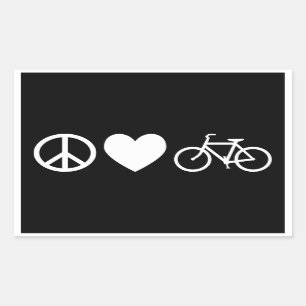 Frieden Liebe und Fahrräder Rechteckiger Aufkleber