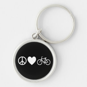 Frieden Liebe und Fahrräder Schlüsselanhänger