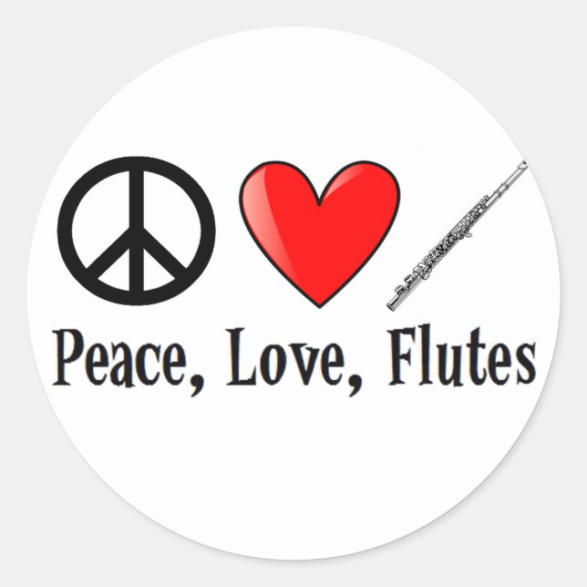Frieden, Liebe und Flöten Runder Aufkleber (Vorderseite)