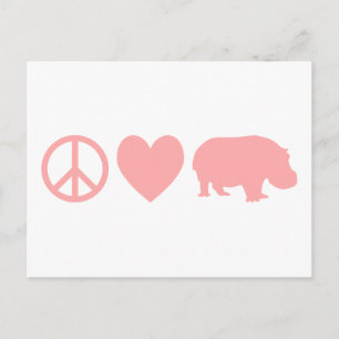Frieden Liebe und Flusspferde Postkarte