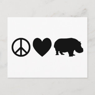 Frieden Liebe und Flusspferde Postkarte