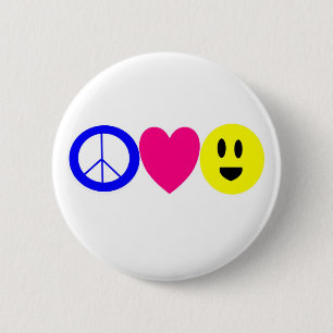 Frieden, Liebe und Glück Button