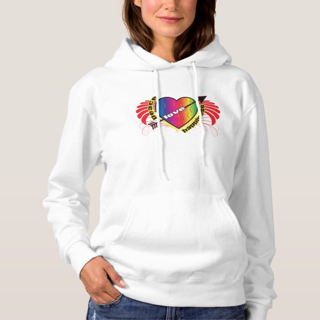 Frieden Liebe und Glück Hoodie (Vorderseite)