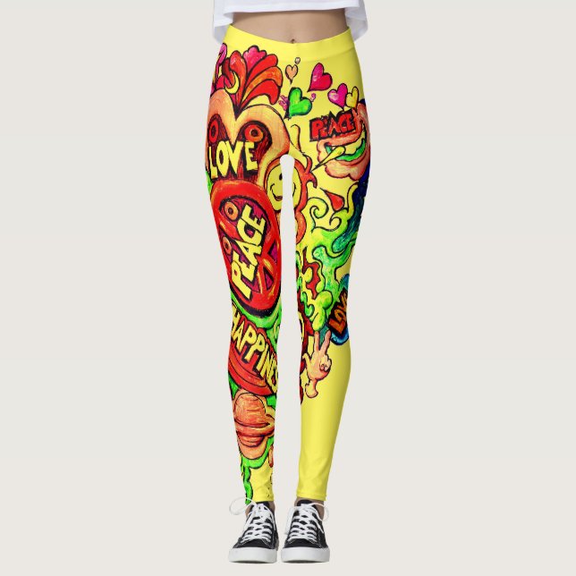 Frieden, Liebe und Glück. Leggings (Vorderseite)