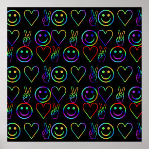 FRIEDEN, LIEBE UND GLÜCKLICH POSTER