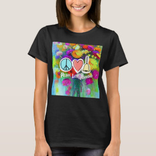 Frieden Liebe und Handglocken, Blume Design T-Shirt