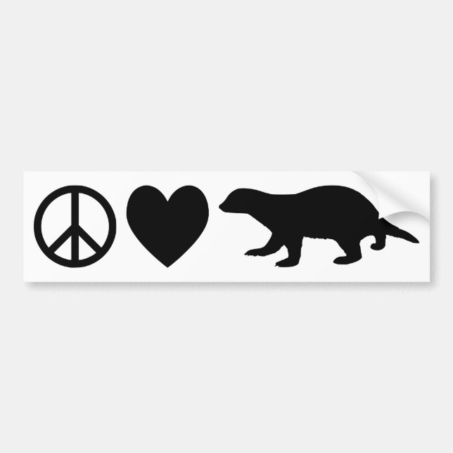 Frieden, Liebe und Honey Badgers Autoaufkleber (Vorne)