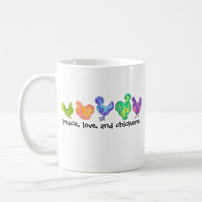 Frieden, Liebe und Huhn-Tasse Tasse (Links)