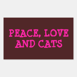 FRIEDEN, LIEBE UND KATZEN, REKTANGULAR STICKER