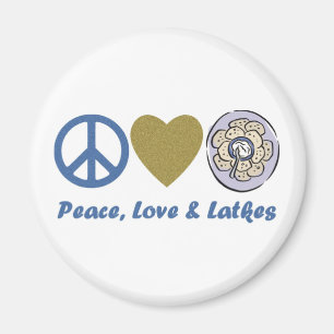Frieden, Liebe und Latkes Hanukkah T-Shirts und Ge Magnet
