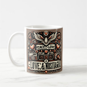 Frieden, Liebe und Nostalgie: Tipp für Retro-Typog Kaffeetasse