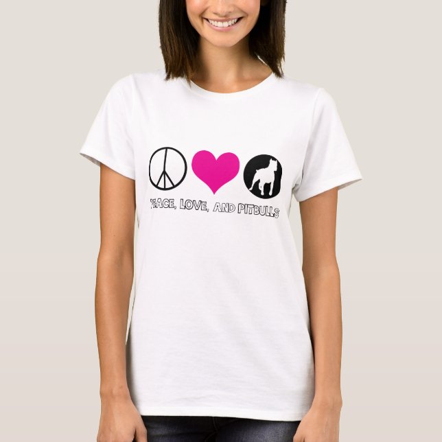 Frieden, Liebe und Pitbulls Damen-T - Shirt (Vorderseite)