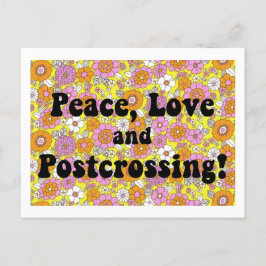 Frieden, Liebe und Postcross! Groovy Postcard Postkarte