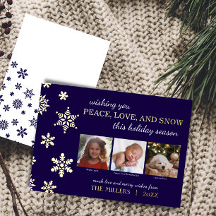 Frieden Liebe und Schnee Folien-Weihnachtskarte Folien Feiertagskarte
