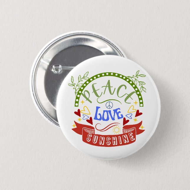 Frieden, Liebe und Sonnenschein Button (Vorne & Hinten)