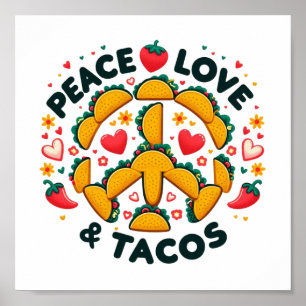 Frieden, Liebe und Tacos Digital Download - Perfek Poster