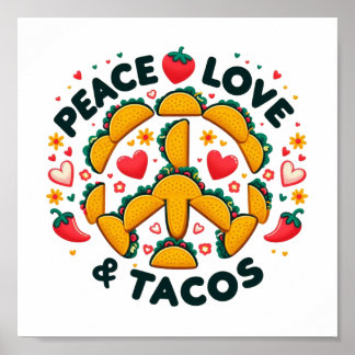 Frieden, Liebe und Tacos Digital Download - Perfek Poster