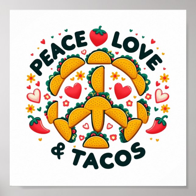 Frieden, Liebe und Tacos Digital Download - Perfek Poster (Vorne)