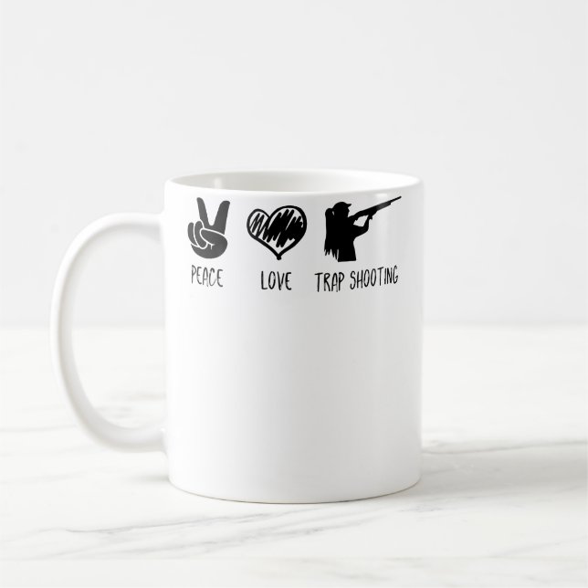 Frieden Liebe Und Trap-Schiessen Kaffeetasse (Links)