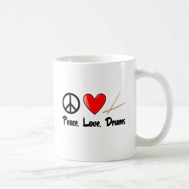 Frieden, Liebe und Trommeln Tasse (Rechts)