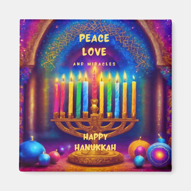 Frieden, Liebe und Wunder - Hanukkah Magnet (Vorne)