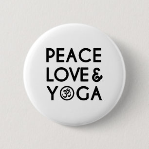 Frieden Liebe Und Yoga Om Symbol Yogi Yoga Zitat Button