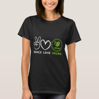 Frieden Liebe Vegan Retro Vegan Liebhaber veganes T-Shirt