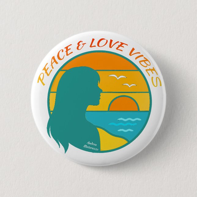 Frieden & Liebe Vibes Button (Vorderseite)