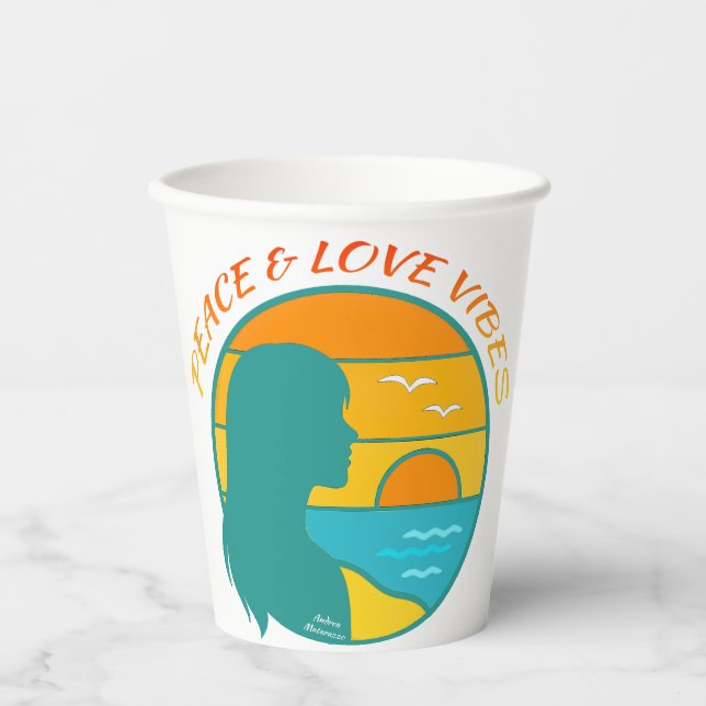 Frieden & Liebe Vibes Pappbecher (Vorderseite)